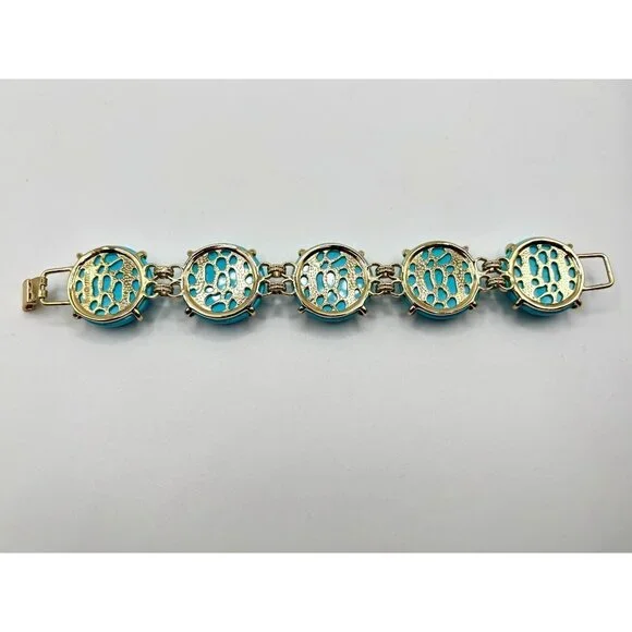 Kendra Scott Chunky Turquoise Cassie Bracelet With Gold Tone Accents - Picture 6 of 6